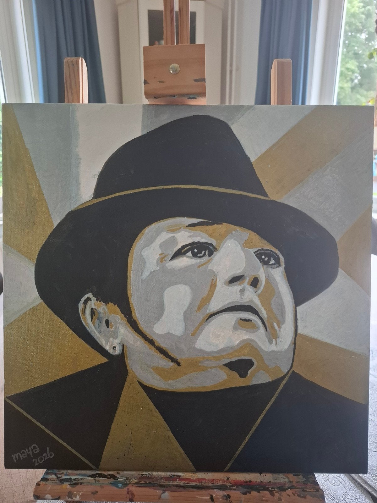 Andre Hazes handgeschilderd op canvasdoek 40 x 40, Ophalen of Verzenden, Minder dan 50 cm, Schilderij