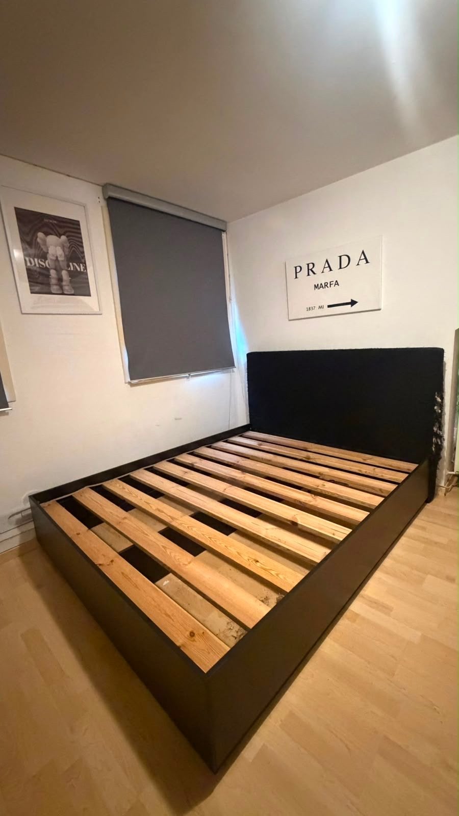 Tweepersoonsbed met lattenbodem - Zwart, Huis en Inrichting, Ophalen, Gebruikt, Zwart, Tweepersoons
