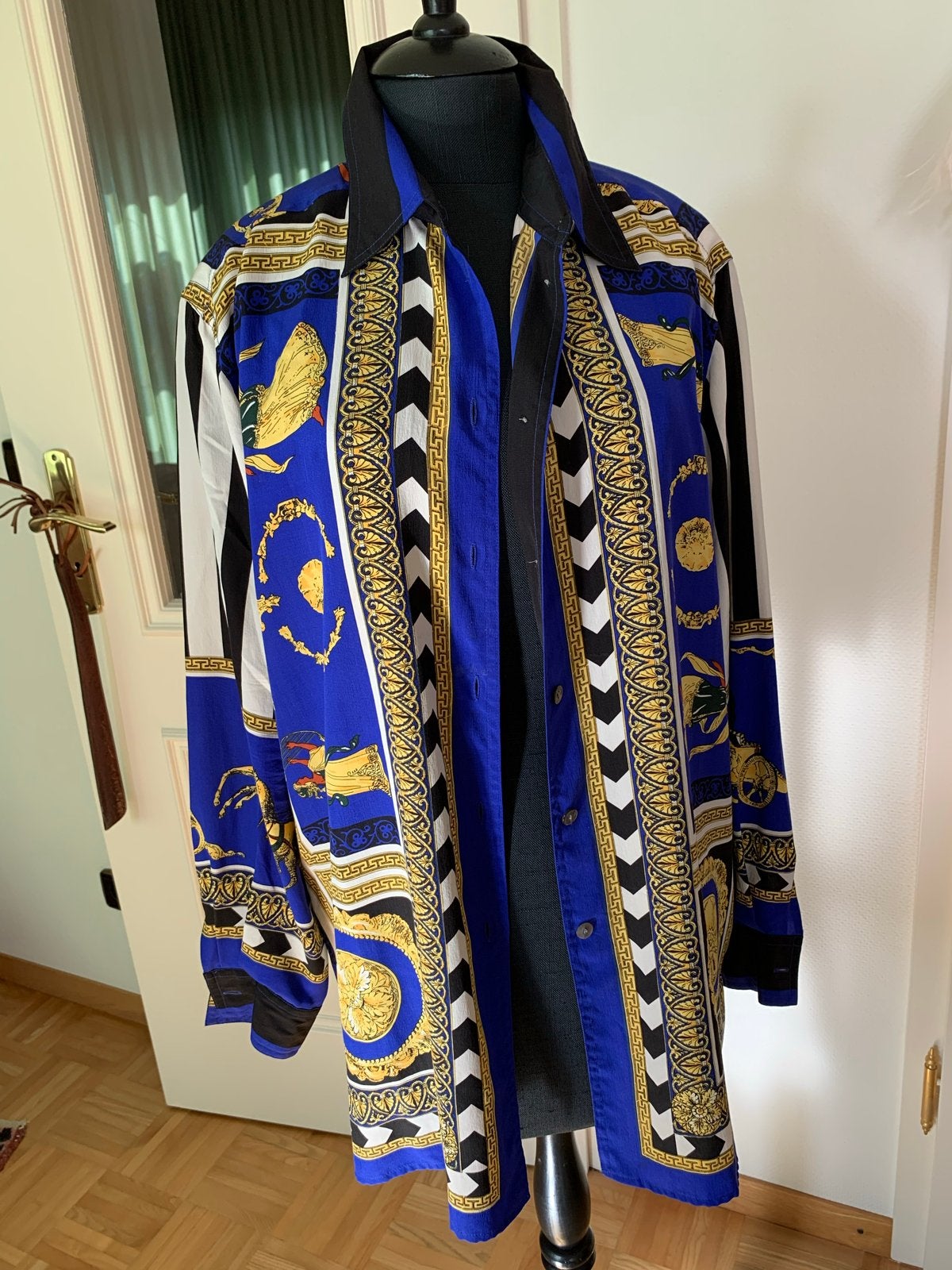 Celine Paris vintage zijden blouse met barokprint, Maat 42/44 (L), Zo goed als nieuw, CELINE PARIS, Meerkleurig