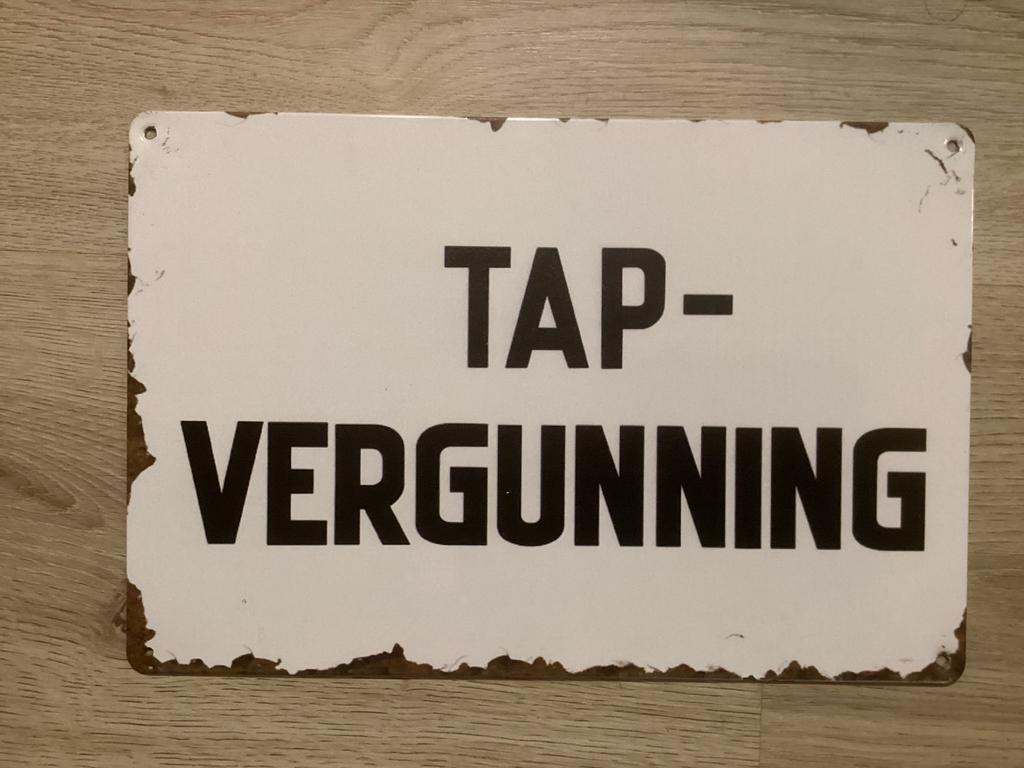 Horeca bord TAP VERGUNNING, nieuw, Ophalen of Verzenden, Nieuw, Reclamebord
