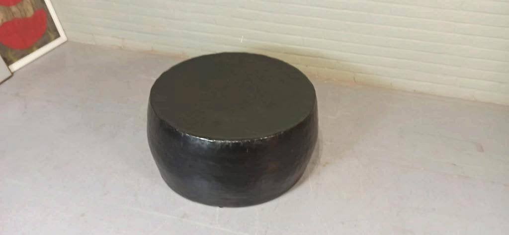zwarte metalen trommel salontafel, rond, 70 cm, Ophalen, Tweedehands, Tweedehands, Metaal