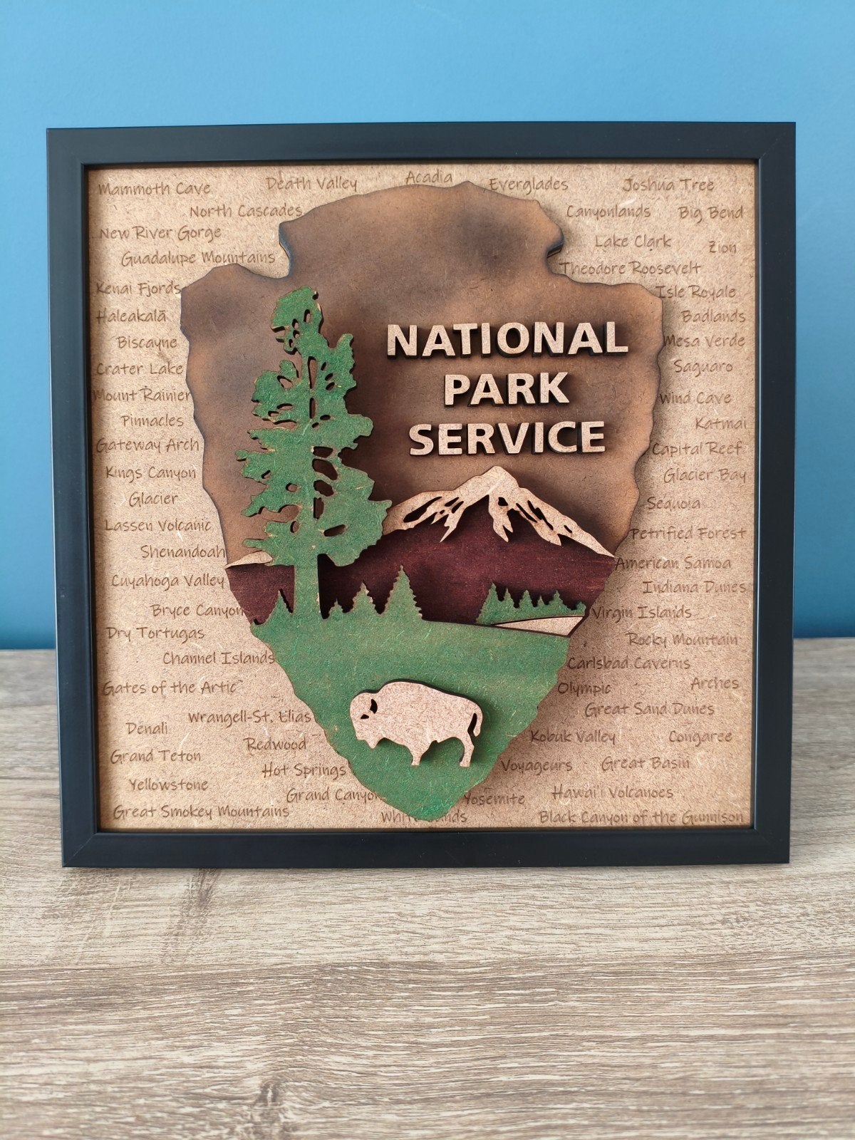 Uniek 3D kunstwerk – National Parks sign (laser gesneden)., 22 cm, Hout, Ophalen of Verzenden, Handgemaakt