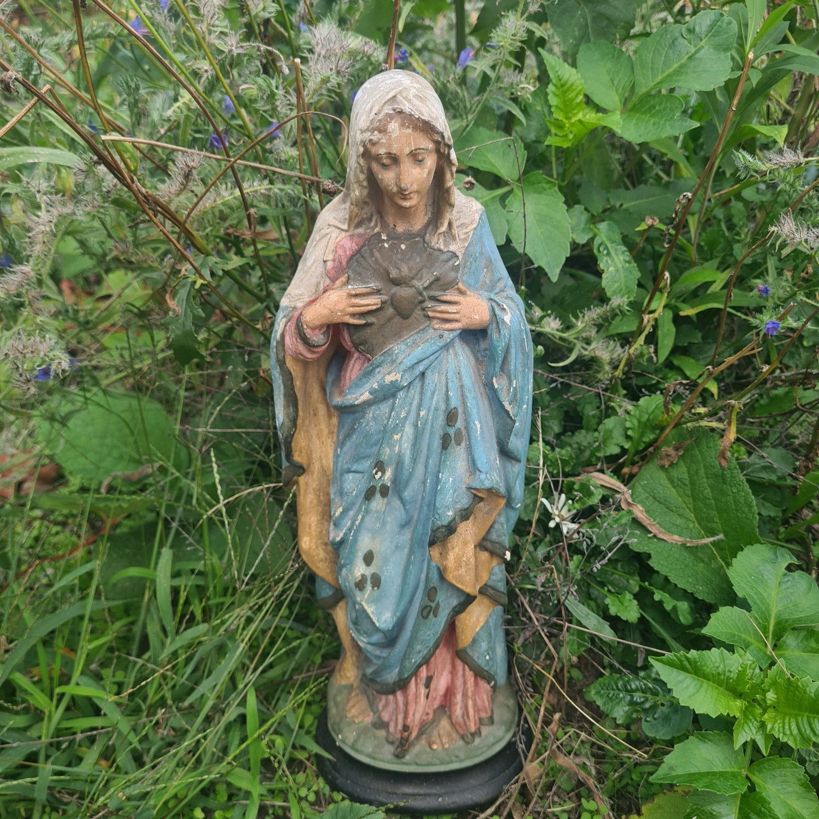 Antiek Mariabeeld - Tuinbeeld - Religieus Beeld, Antiek en Kunst, Ophalen