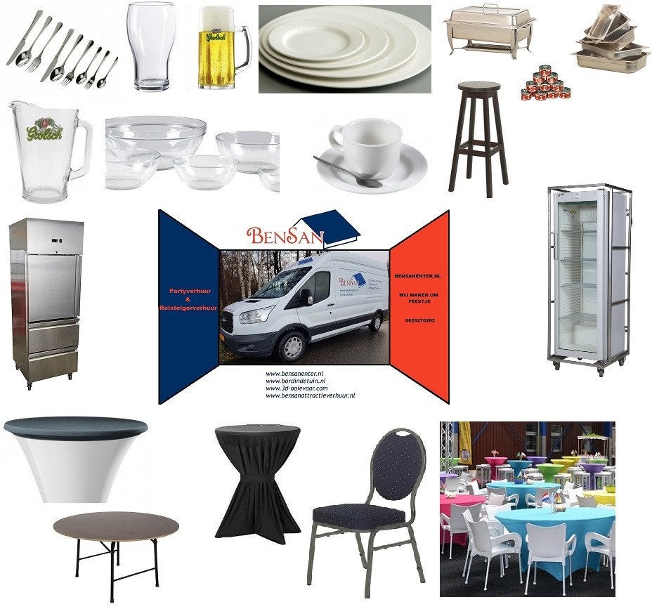 tafels stoelen service bestek glaswerk meubel bensan enter, Ophalen, Zo goed als nieuw, Overige