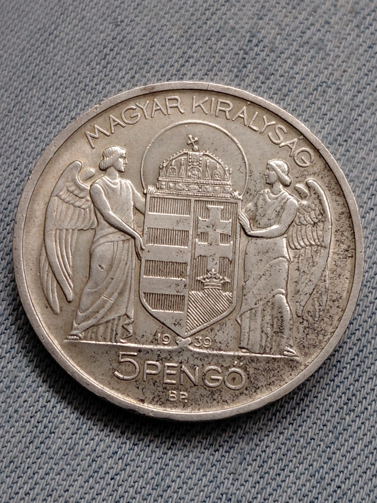 Hongarije 5 Pengo 1939 Miklós Horthy  - Zilver, Verzenden, Hongarije, Losse munt, Zilver