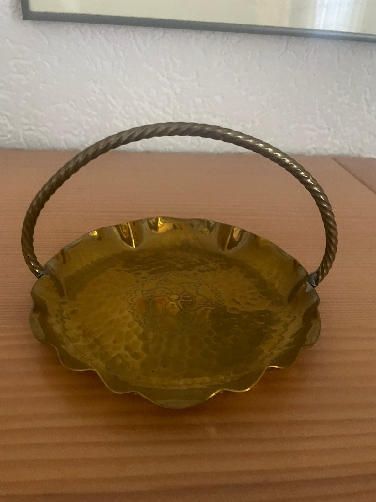 Vintage messing schaaltje met handvat, Ophalen of Verzenden