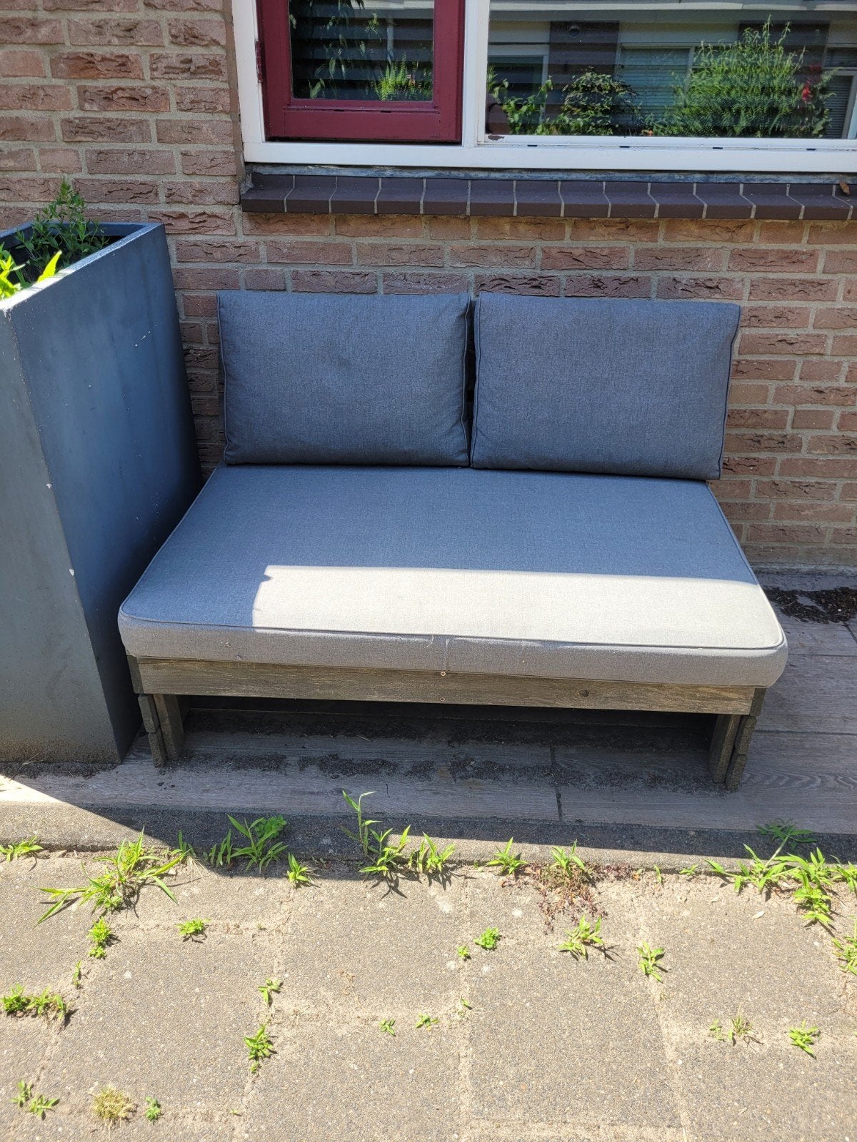 Houten palletbank met MADISON kussens, Ophalen, Hout, Bank, 2 zitplaatsen