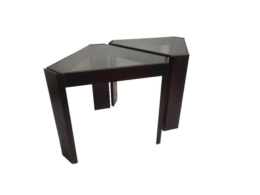 Prachtige vintage stapelbare Porada Arredi design tafels, Ophalen of Verzenden, Gebruikt, Bruin, Hout