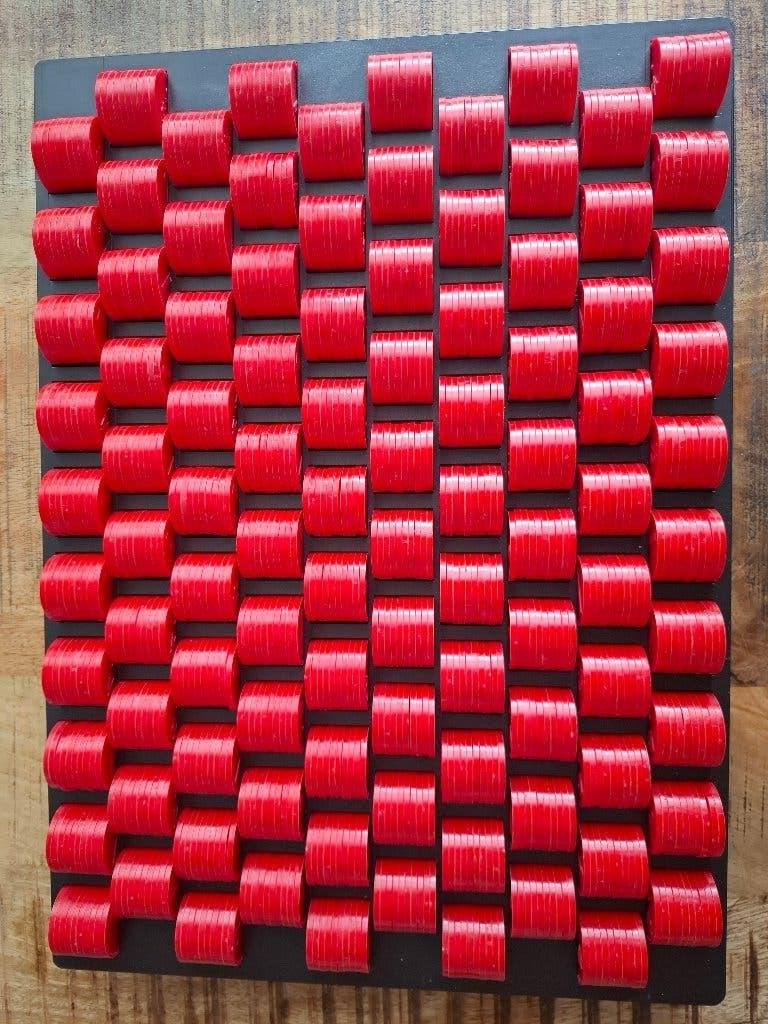 1000 consumptiemunten ( breekmunten) rood met telbak ., Ophalen of Verzenden, Gebruikt