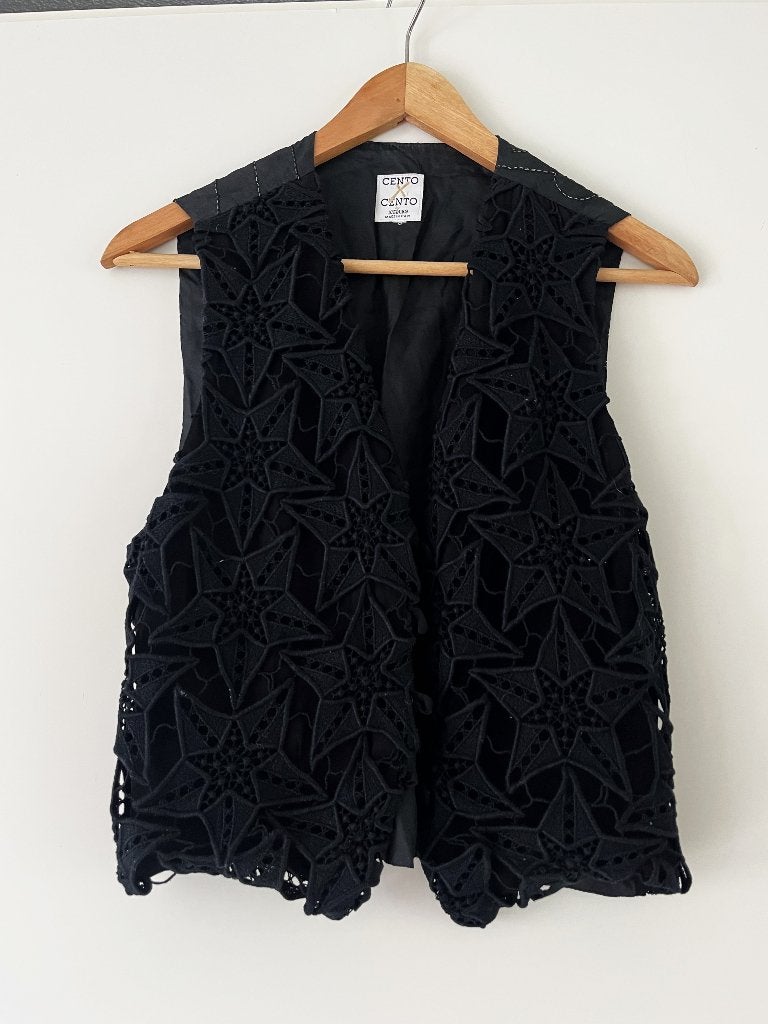 gevoerde vintage gilet van Cento Iceberg maat 38, Maat 38/40 (M), Zwart, Ophalen of Verzenden, Zo goed als nieuw