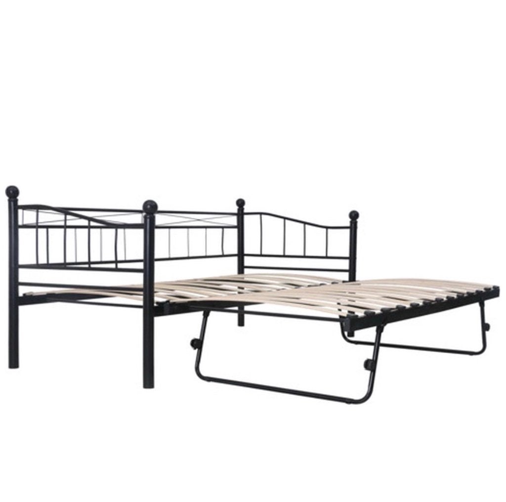 Bedframe, Ophalen, 90 cm, Zwart, Tweepersoons