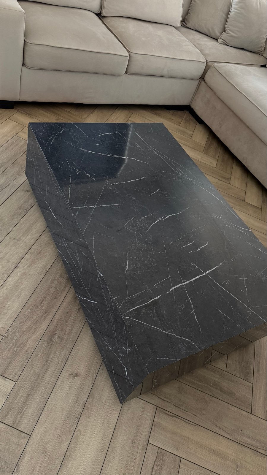 Westwing Salontafel Lesley zwart Marmerlook, Huis en Inrichting, Tafels | Salontafels, Ophalen, Overige materialen, 50 tot 100 cm