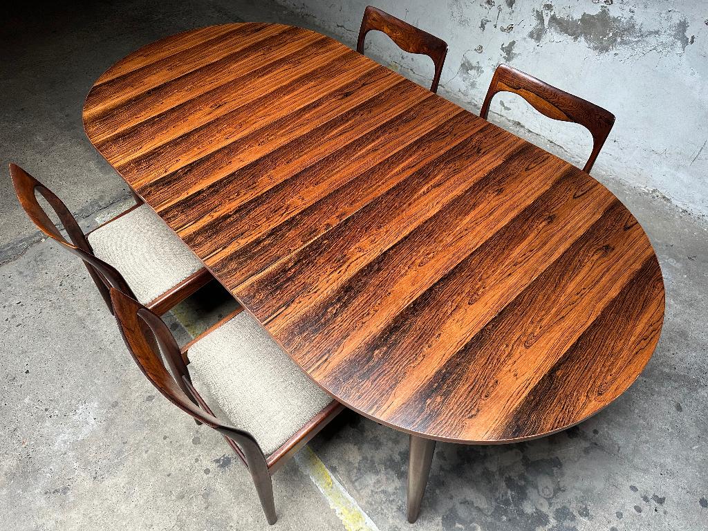 Vintage palissander uitschuifbare eettafel, Huis en Inrichting, Tafels | Eettafels, Ophalen, 200 cm of meer, 50 tot 100 cm, Zo goed als nieuw