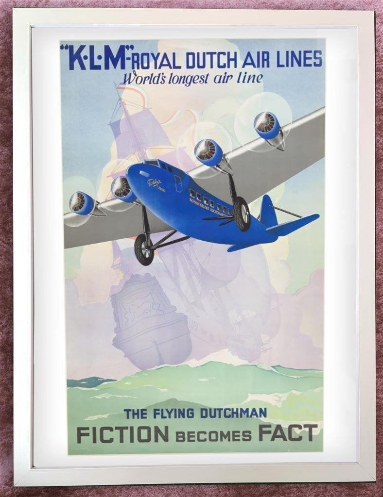 [Poster in Frame] KLM Fokker F.XXII naar oud affiche, Verzenden, Nieuw, Schaalmodel