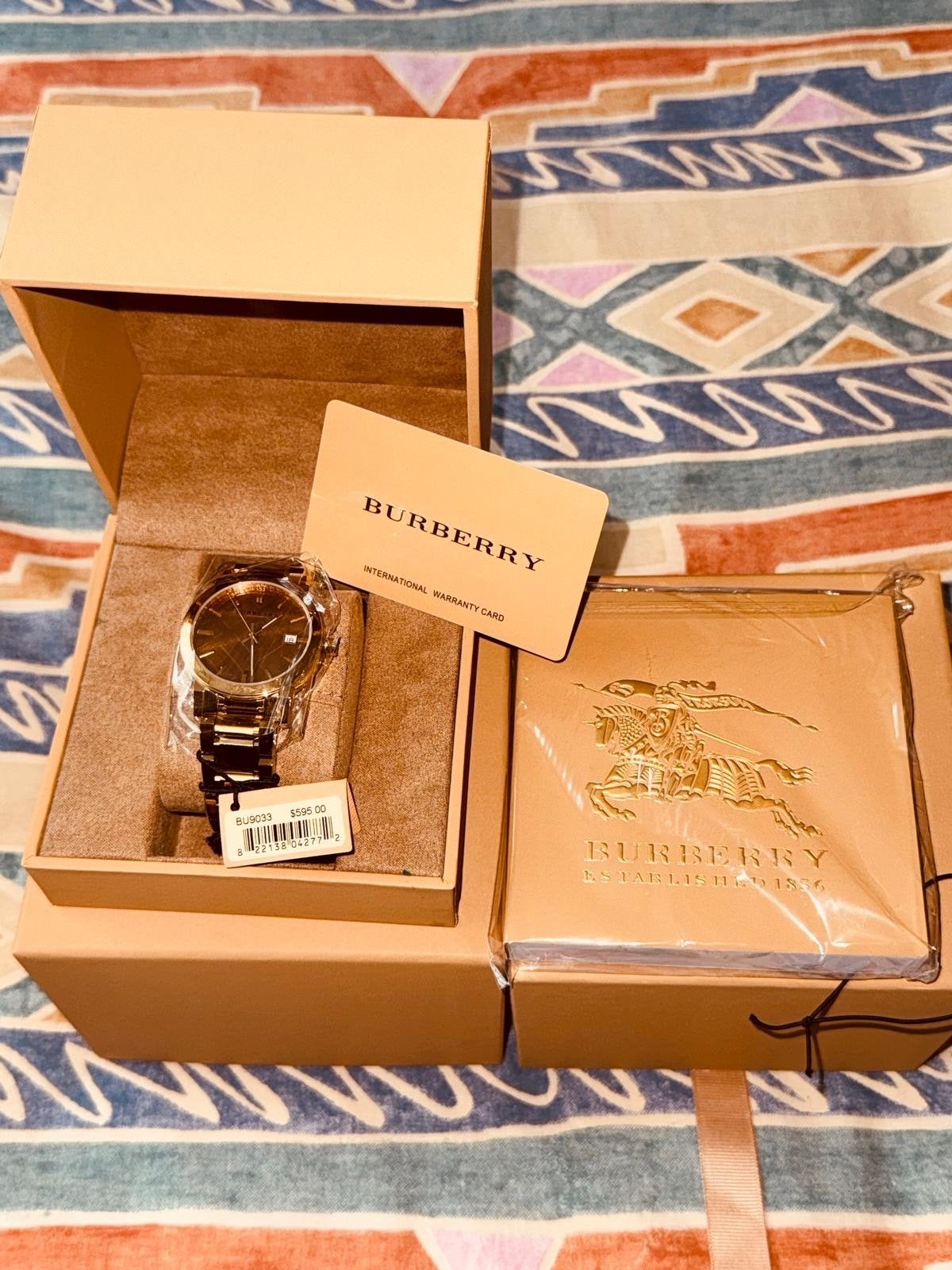 Burberry BU9033 Herenhorloge Goudkleurig Nieuw in Doos, Overige merken, Staal, Polshorloge, Nieuw