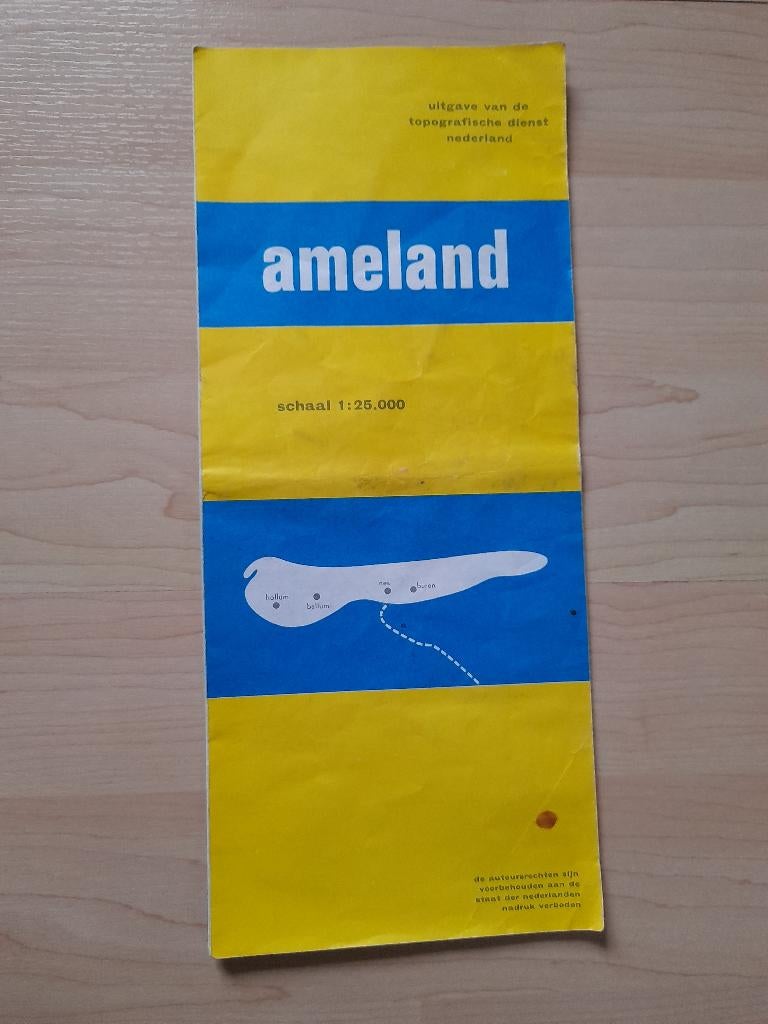 TOPOGRAFISCHE KAART AMELAND SCHAAL 1:25.000, Ophalen of Verzenden, Gelezen, Overige onderwerpen