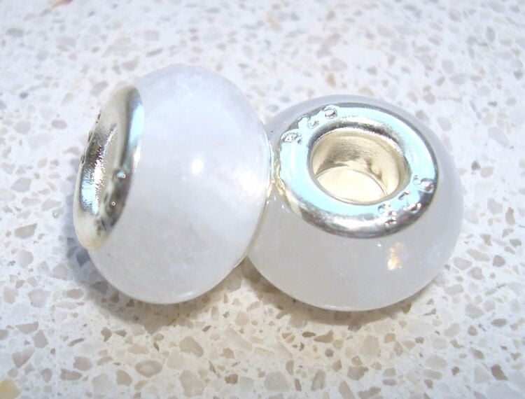 Groot gat bedel met bergkristal, Want 18 Hoogvliet, Adorabeads, Nieuw, 4 bedels of meer