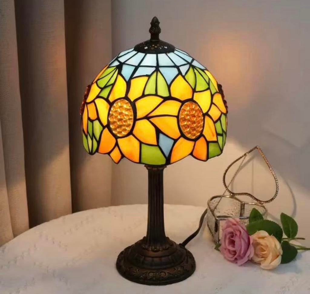 Zonnebloem Glas-in-Lood Tafellamp – €88,50!, Verzenden, Zo goed als nieuw