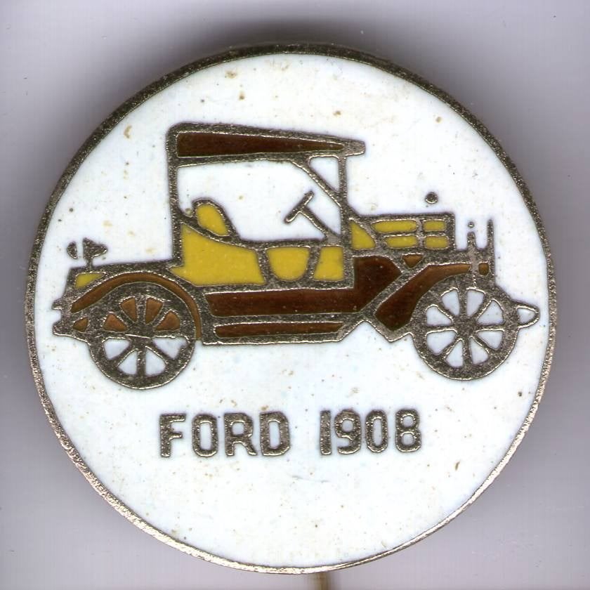 Ford 1908 wit email op zilverkl oldtimer speldje ( D_119), Ophalen of Verzenden, Zo goed als nieuw, Transport, Speldje of Pin