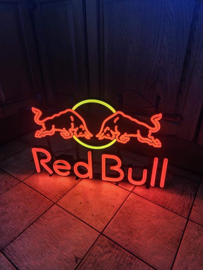 Vintage Red Bull Neon Lamp Sign, Ophalen of Verzenden, Gebruikt, Lichtbak of (neon) lamp