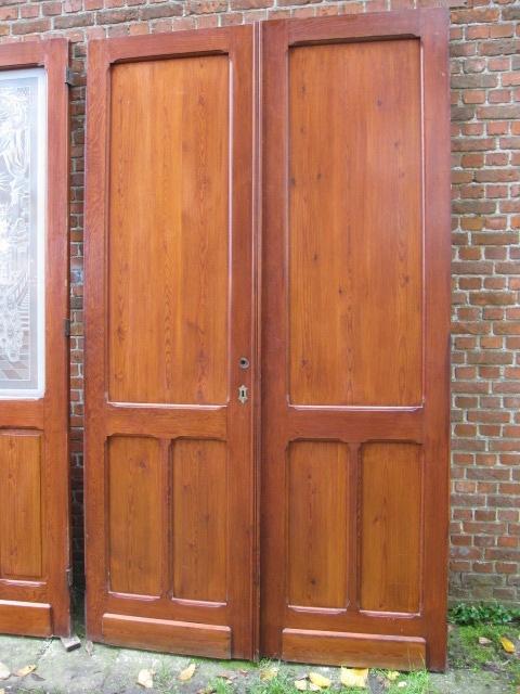 246,5hx143,5br Set dubbele oude hoge paneeldeuren, Ophalen