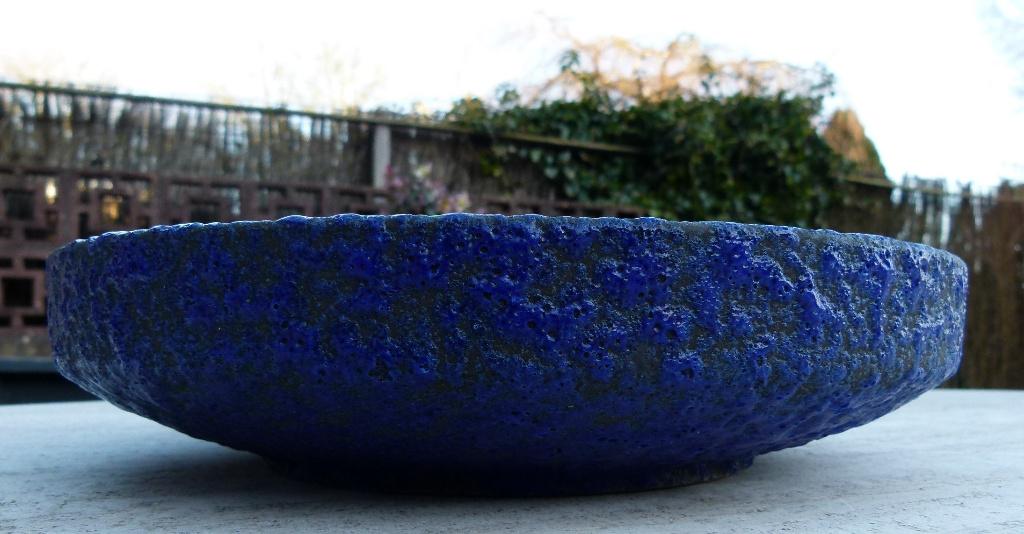 Scheurich West Germany Fat Lava Schaal Blauw + Rood + Zwart, Antiek en Kunst, Ophalen of Verzenden