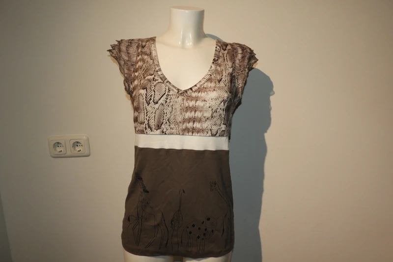 Marccain shirt animal print teken dieren onderkant N4, Maat 38/40 (M), Overige kleuren, Verzenden, Zo goed als nieuw