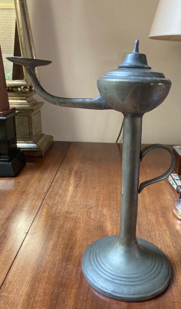 Tinnen olielampje, Antiek en Kunst, Antiek | Tin, Ophalen of Verzenden