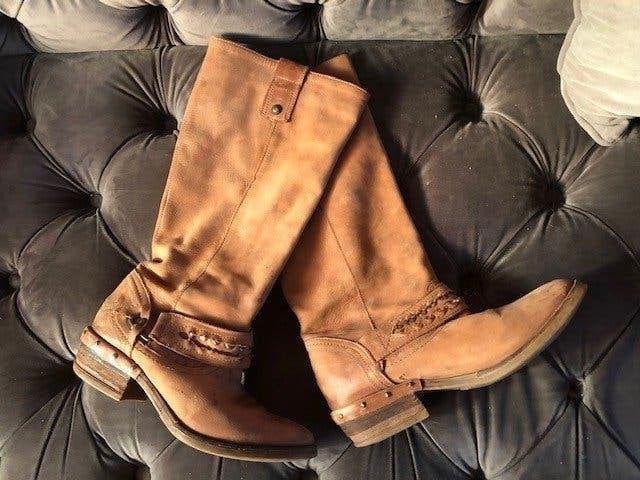 V) s29 handmade bruine leren laarzen western maat 40, Hoge laarzen, Bruin, Verzenden, Zo goed als nieuw