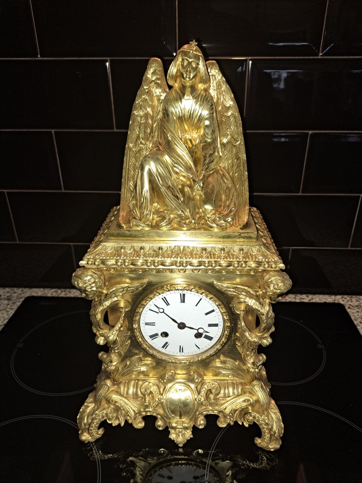 Bronzen Reguleuse Pendule met Touwtjes Regulering - H. 45 cm, Ophalen of Verzenden