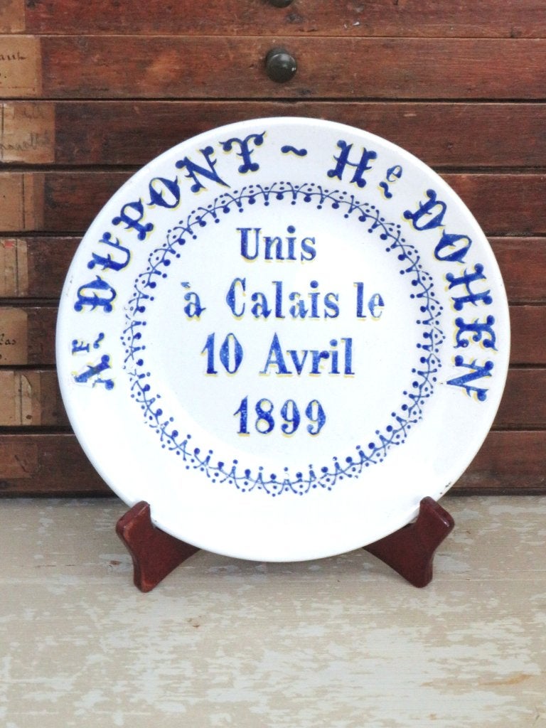 Antiek Frans huwelijksbord 10 Avril 1899, Antiek en Kunst, Curiosa en Brocante, Ophalen of Verzenden