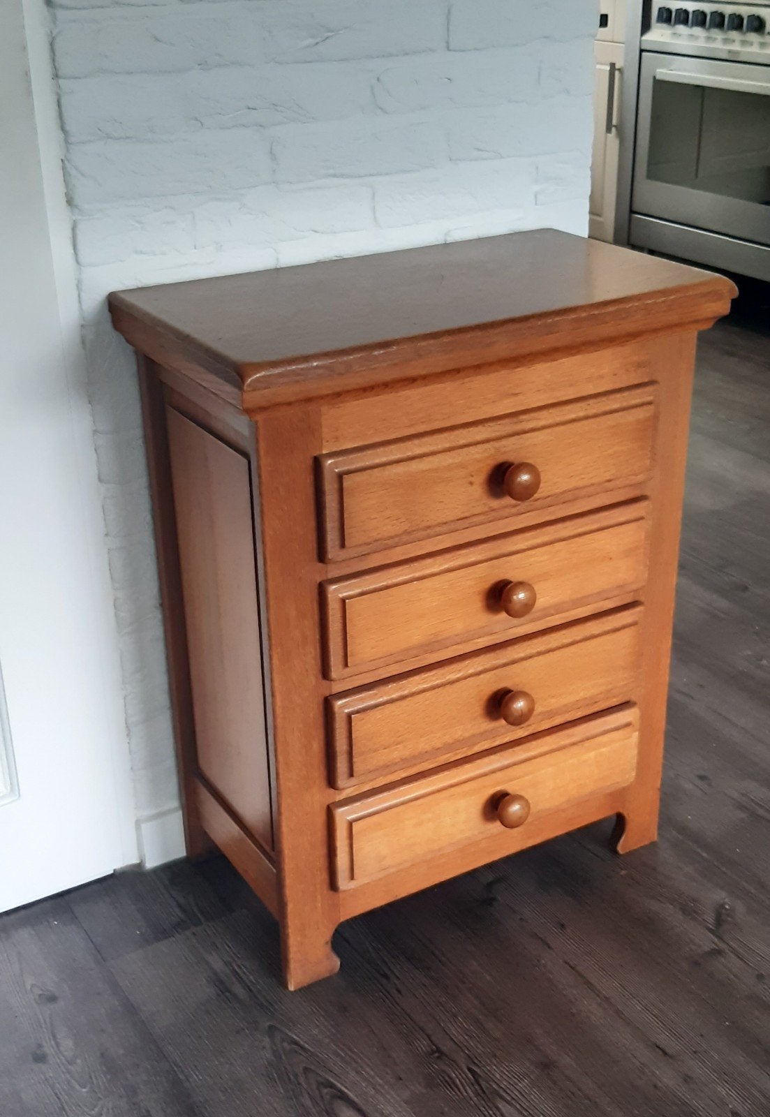 Mooie eikenhouten ladekast met 4 laden 60x34/40x75cm, Huis en Inrichting, Ophalen, Eikenhout, 50 tot 100 cm, 3 of 4 laden