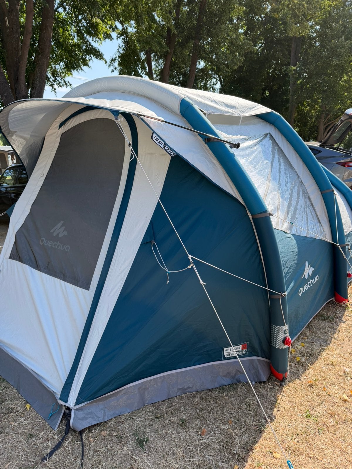 Quechua opblaasbare tent air seconds 4.1 fresh & black, Caravans en Kamperen, Tenten, Ophalen, Zo goed als nieuw, Tot en met 4