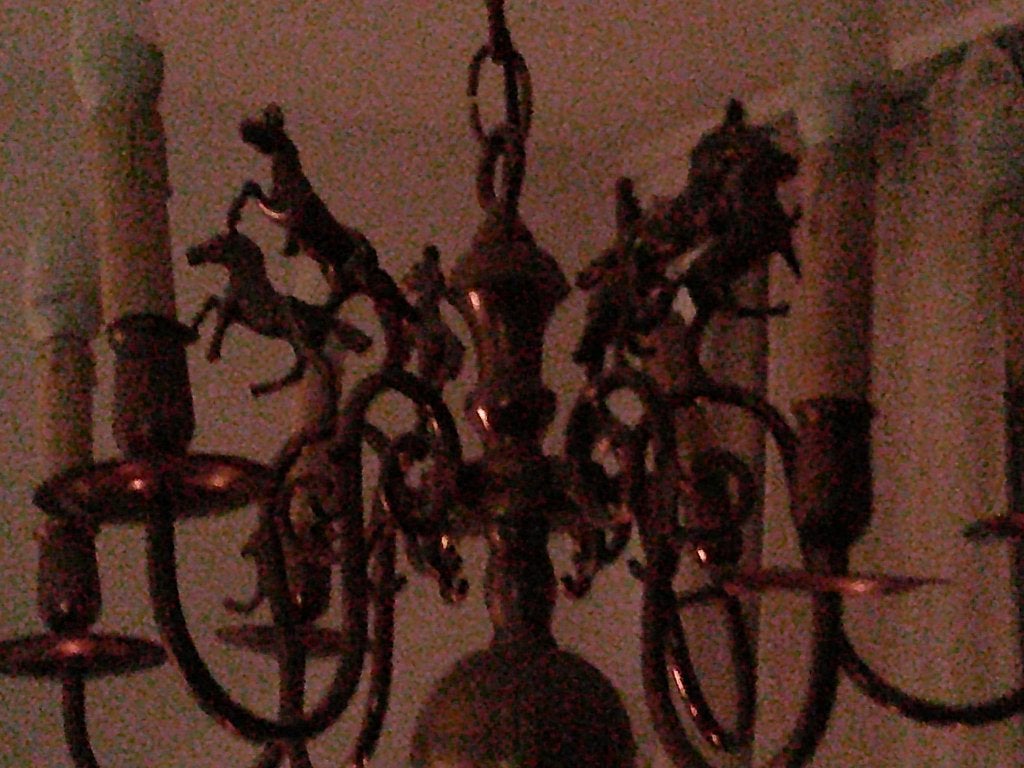 Brons/messing antieke plafon lamp, Antiek en Kunst, Ophalen