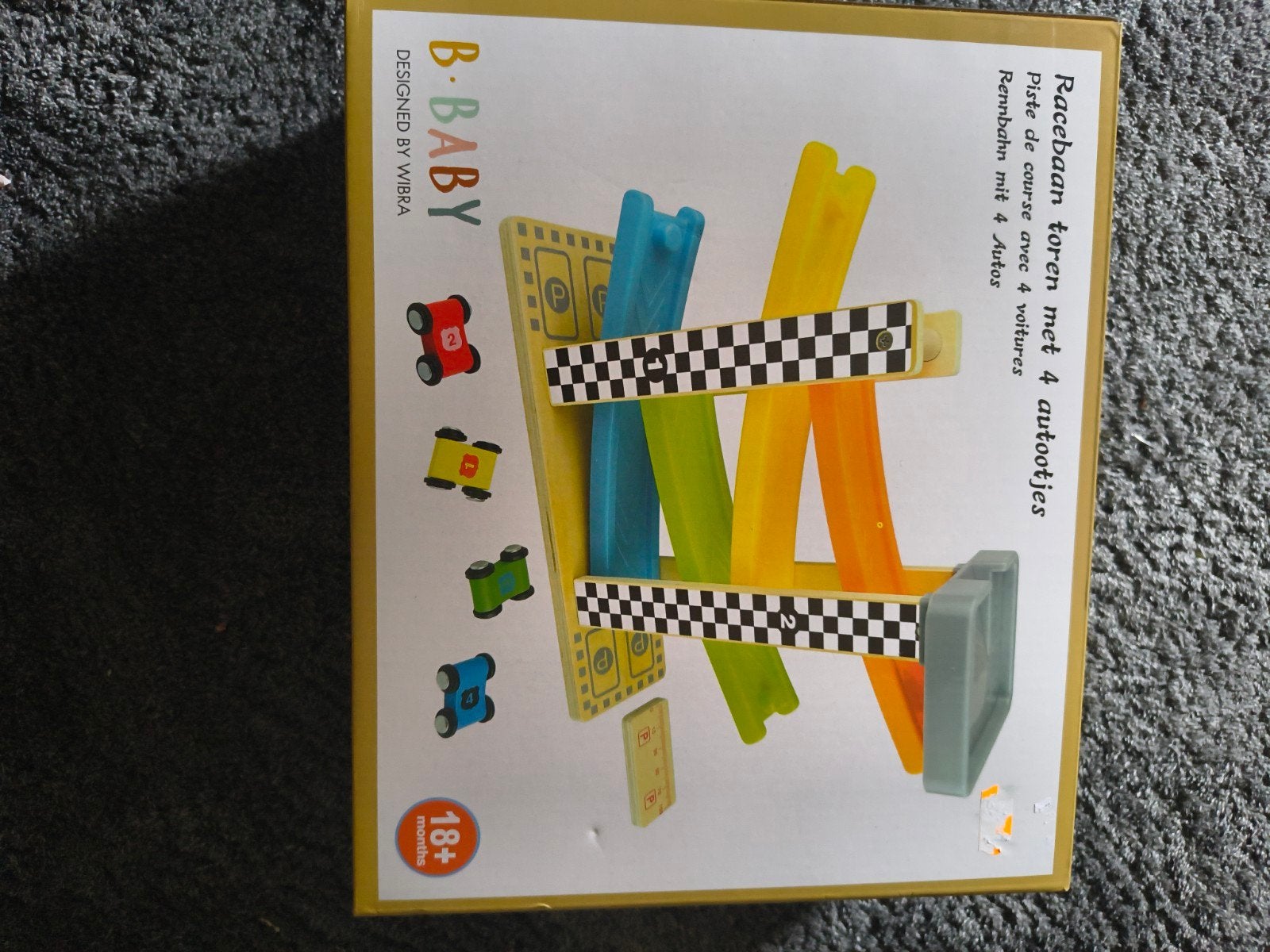 B.BABY Racebaan toren met 4 autootjes - Nieuw in doos, Overige merken, Racebaan, Nieuw, Ophalen of Verzenden