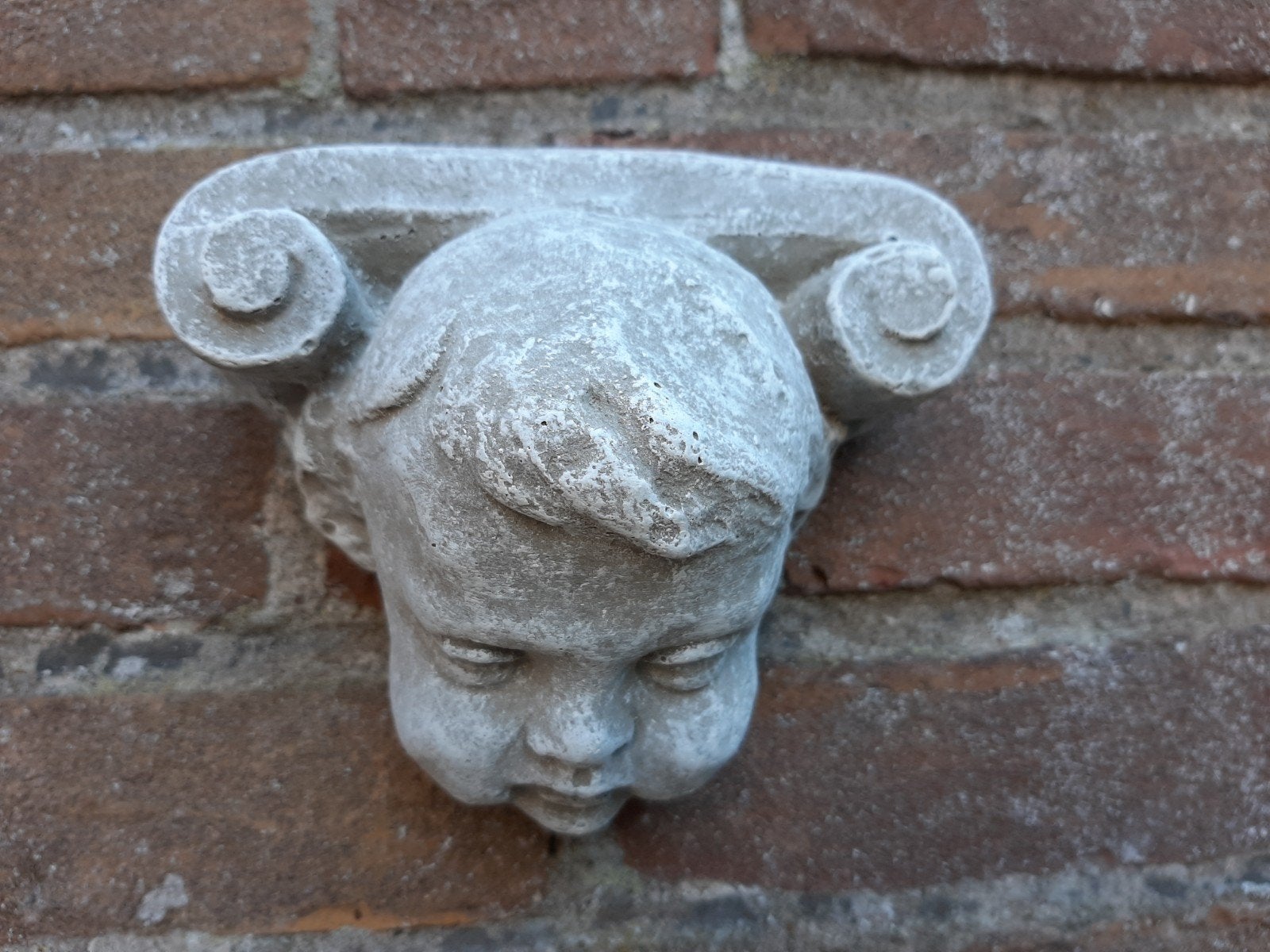 Wandconsole engel wanddecoratie betonnen beeld tuinbeeld, Ophalen of Verzenden