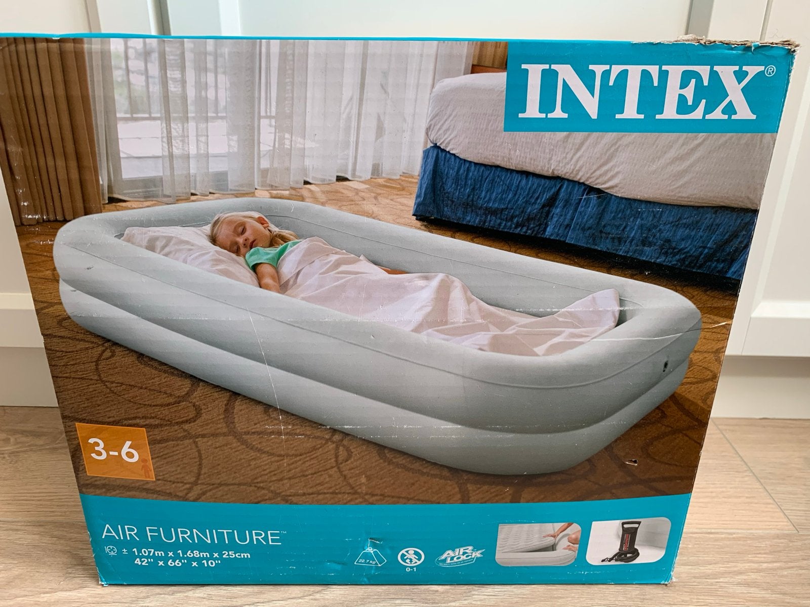 Intex Opblaasbaar Kinderbedje 3-6 jaar - Gerepareerd, Gebruikt, 70 tot 85 cm, Matras, 140 tot 160 cm