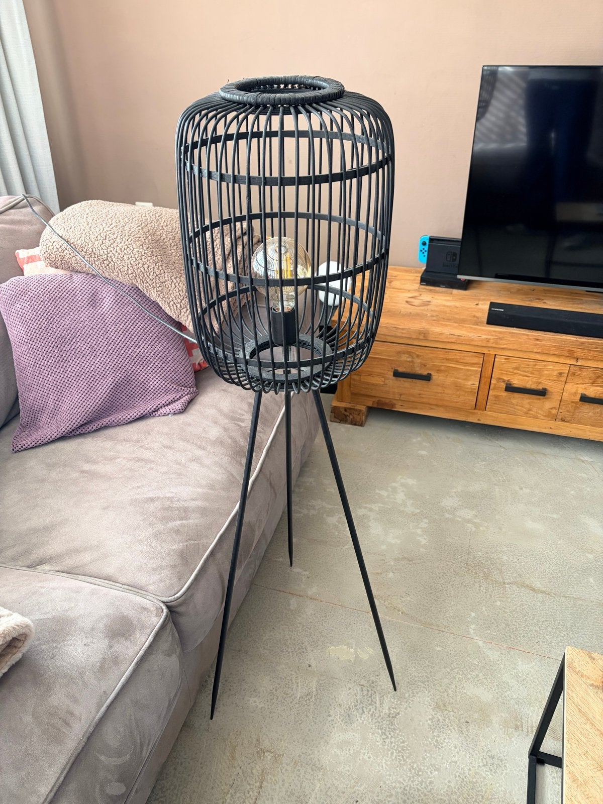 Hanglamp en staande lamp Kwantum - Zwart Hout, Ophalen, Overige merken, Gebruikt, Zwart