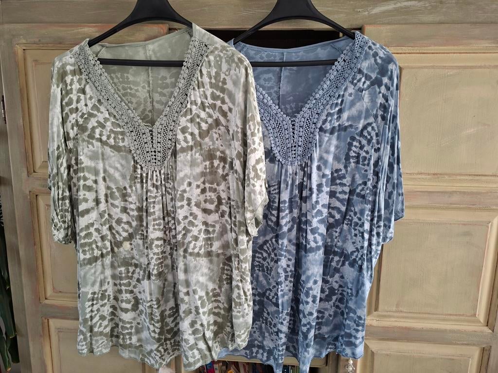 Damens shirt 58/60, Ophalen of Verzenden, Maat 46/48 (XL) of groter, Blauw, Korte mouw