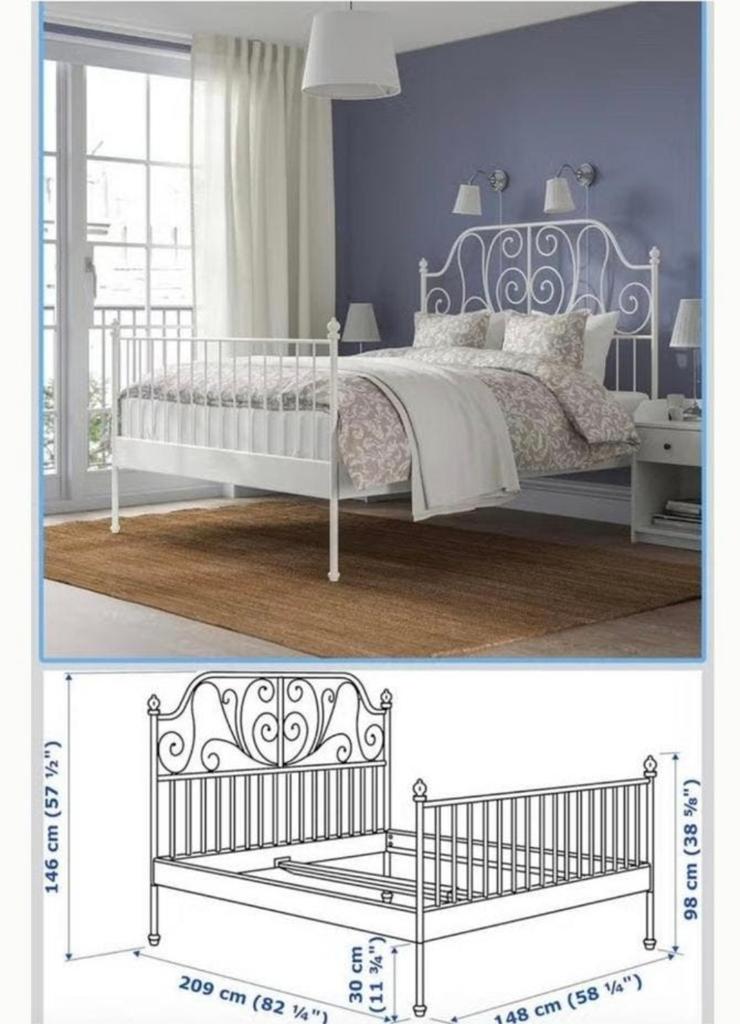 Wit spijlenbed ikea Leirvik 160x200 met 2 lattenbodems, Huis en Inrichting, Slaapkamer | Bedden, Gebruikt, Wit, Tweepersoons, Ophalen of Verzenden