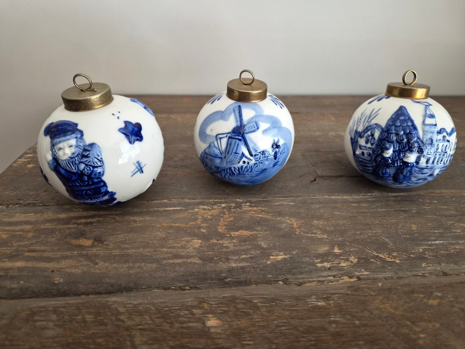 delfsblauw handgeschilderde kerstballen, Antiek en Kunst, Ophalen of Verzenden