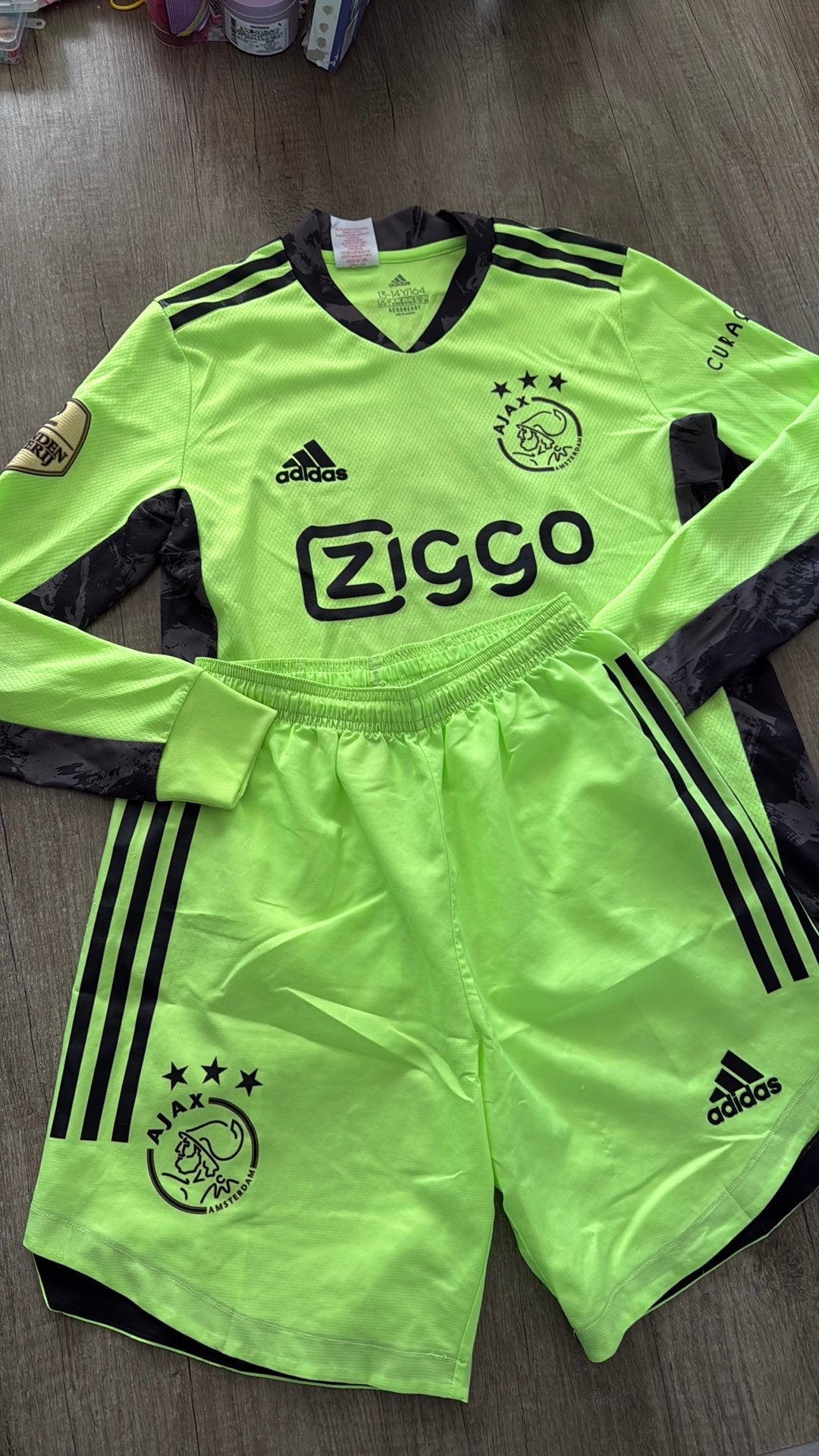 Ajax tenue keeper 164, Maat XS of kleiner, Ophalen of Verzenden, Zo goed als nieuw, Shirt