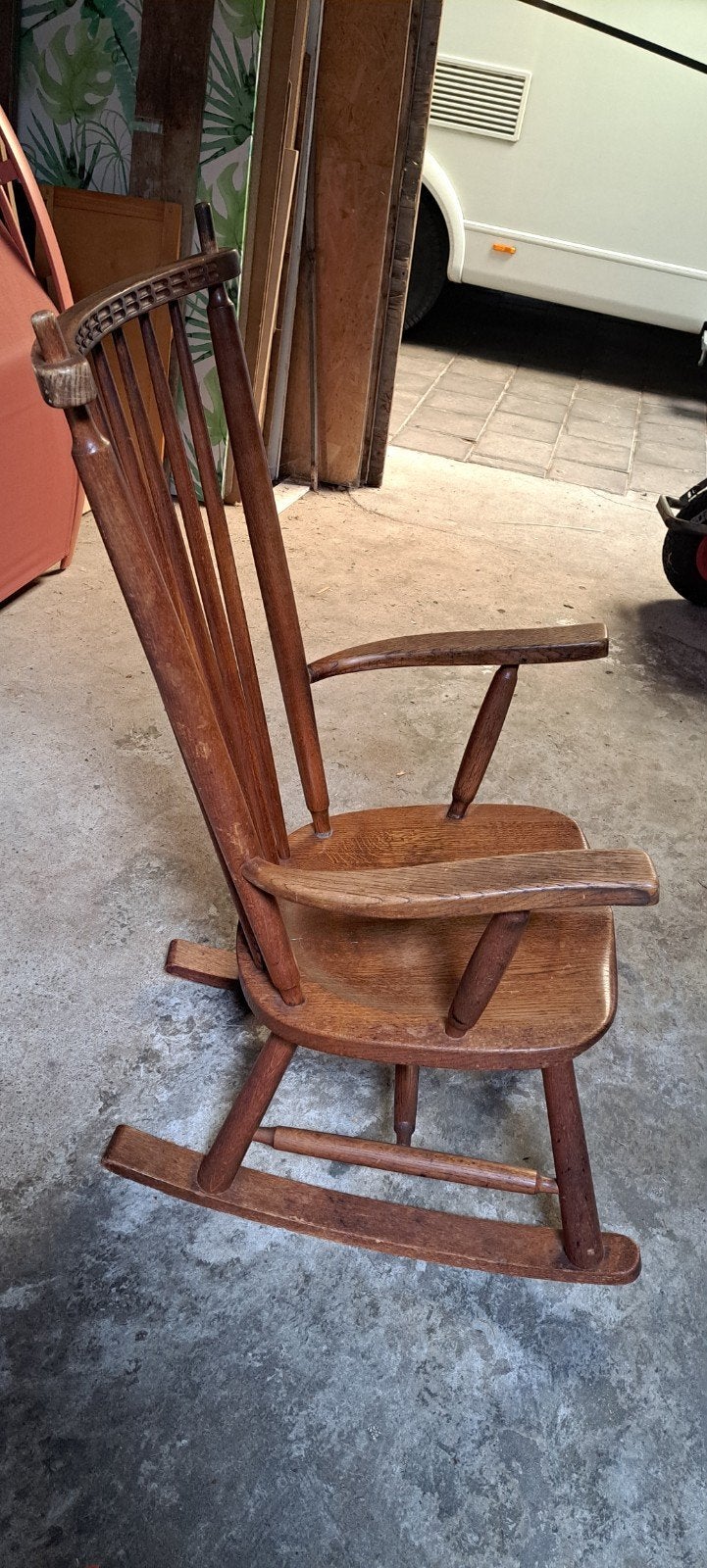 Vintage houten schommelstoel eiken, Ophalen of Verzenden