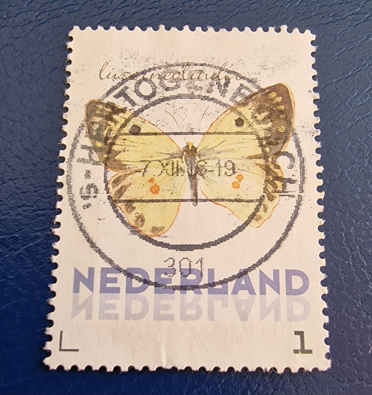 kv419 persoonlijke  postzegel met vlinder en stempel, Ophalen of Verzenden, T/m 1940, Gestempeld