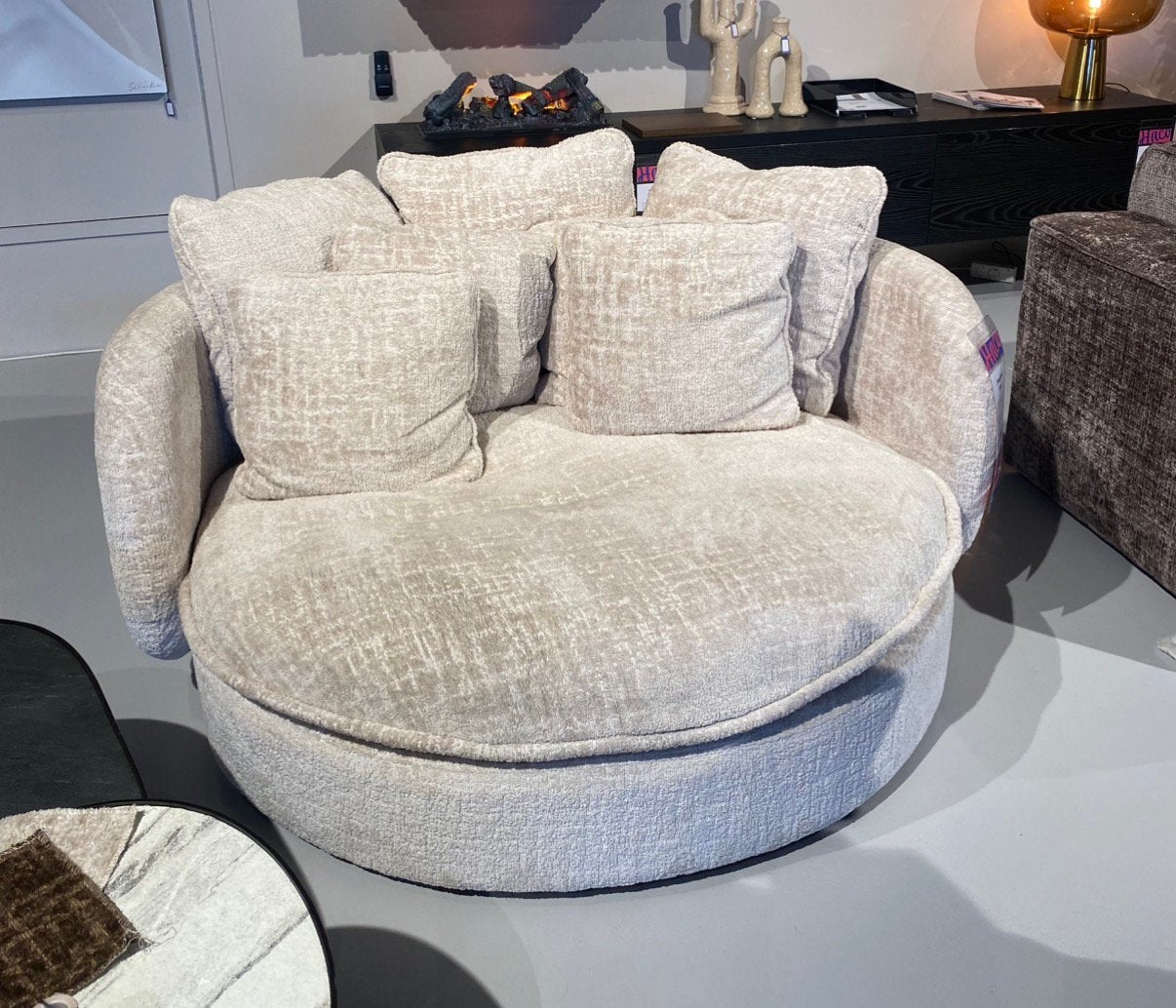 Loungebank met draaifunctie, Ophalen, 100 tot 125 cm, Tweepersoons, Zo goed als nieuw