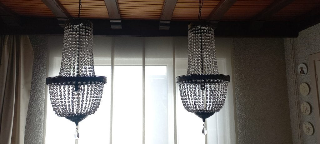 2 kroonluchters 70x30 cm, Ophalen, Zo goed als nieuw, Glas