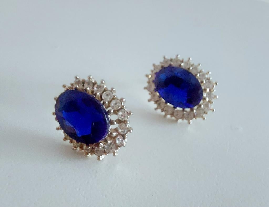 Hema oorbellen kleur blauw zilver 2 cm x 1,5 cm, Overige materialen, Nieuw, Knopjes of Stekers, Verzenden