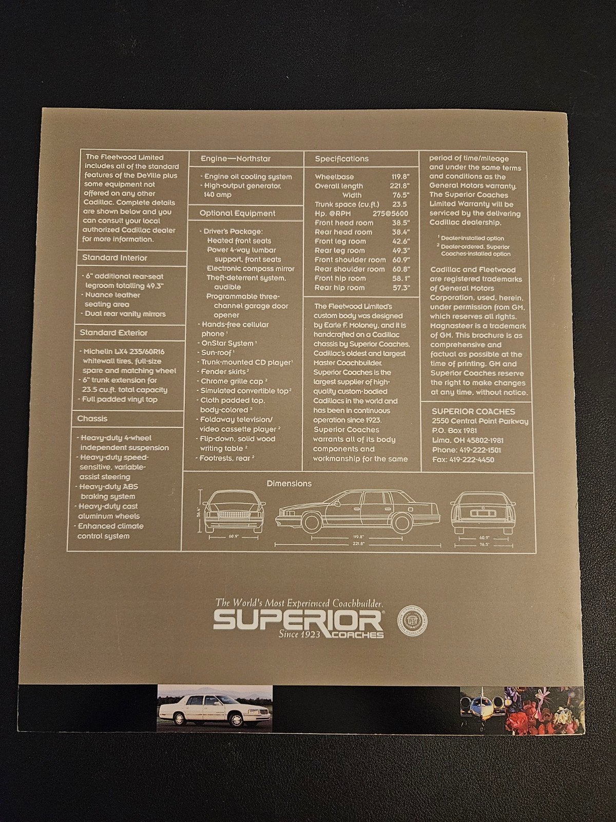 Brochure Superior Cadillac Fleetwood Limited, Ophalen of Verzenden, Zo goed als nieuw, Overige merken