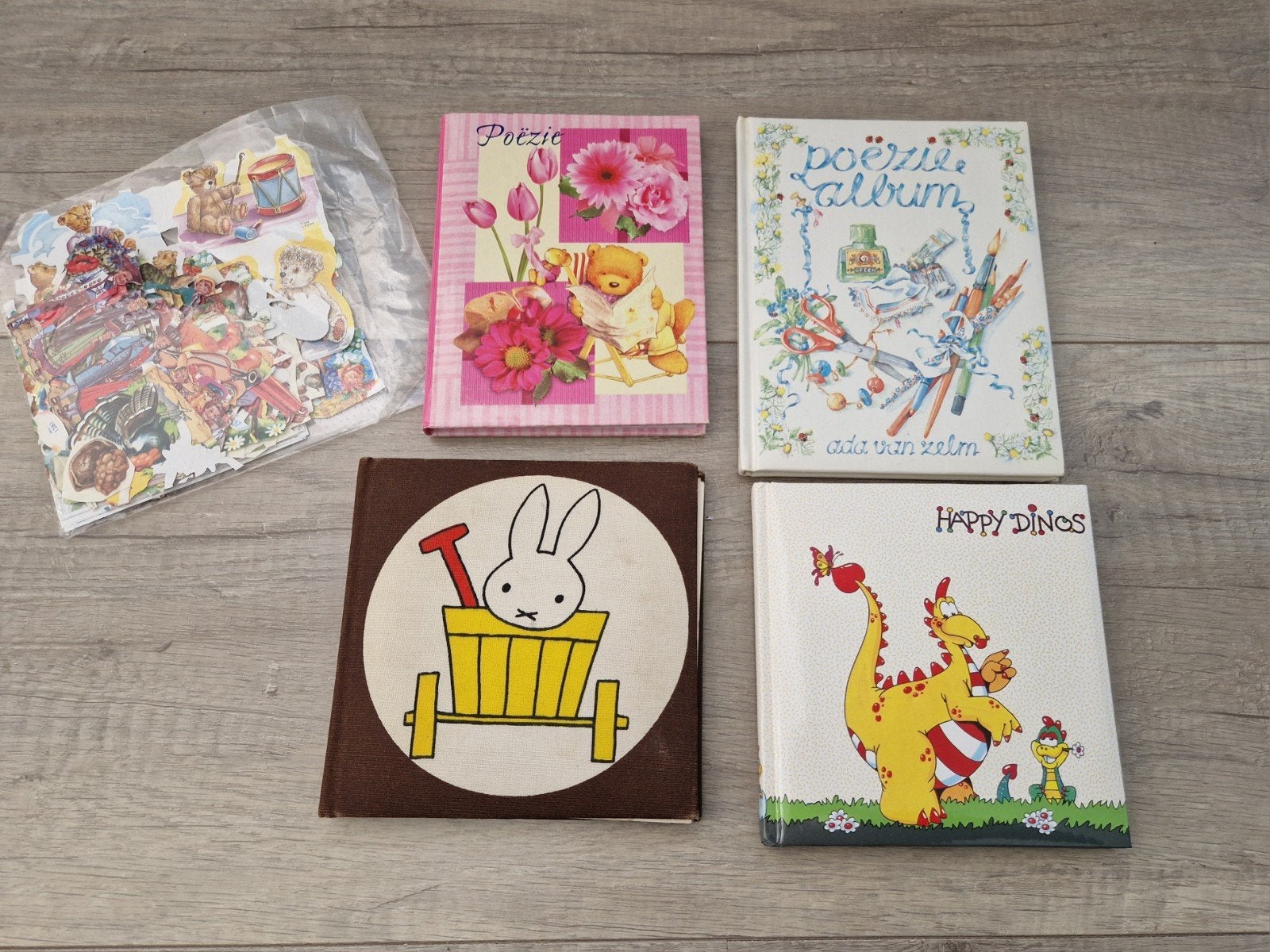 poëzie album boekjes 4 stuks plaatjes dinosaurus nijntje ada, Ophalen of Verzenden