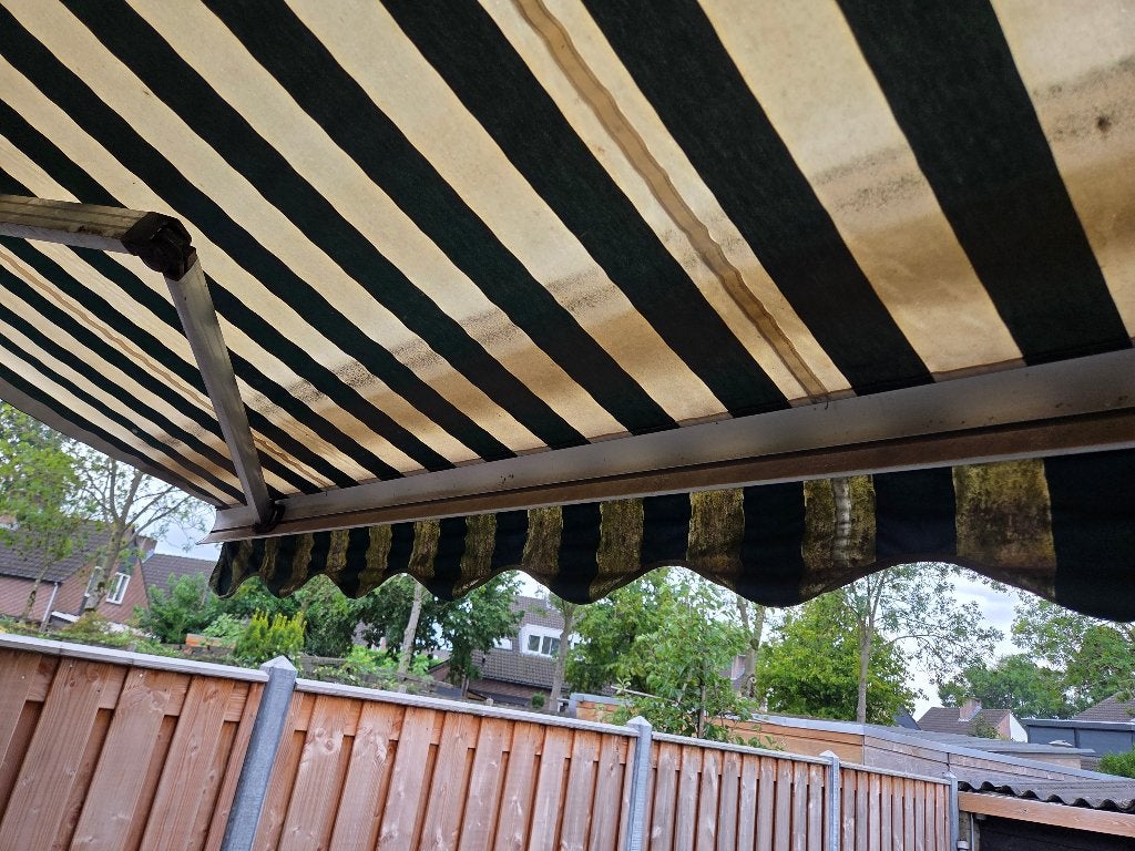 Zonnescherm elektrisch somfy met afstandbediening, Tuin en Terras, Ophalen, Gebruikt, 450 cm of meer, Elektrisch